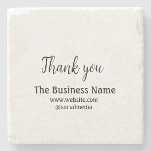 Simple thank you add business name details text  t stone coaster