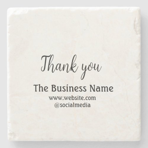 Simple thank you add business name details text  t stone coaster