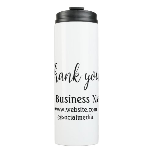 Simple thank you add business name details text  t thermal tumbler
