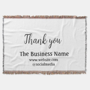 Simple thank you add business name details text t throw blanket
