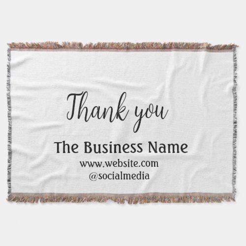 Simple thank you add business name details text  t throw blanket