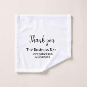 Simple thank you add business name details text t wash cloth