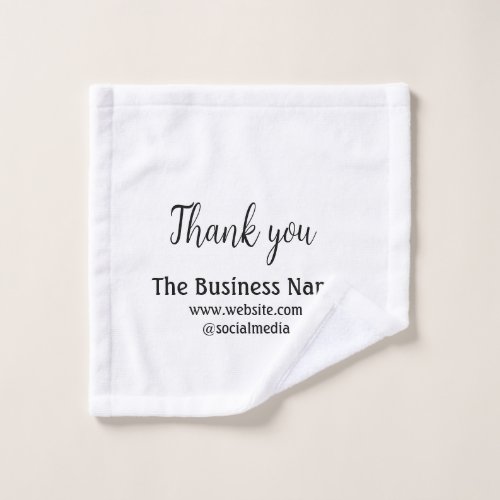 Simple thank you add business name details text  t wash cloth