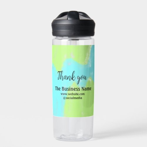Simple thank you add business name details text  t water bottle