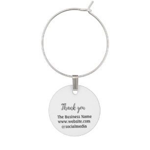 Simple thank you add business name details text t wine charm