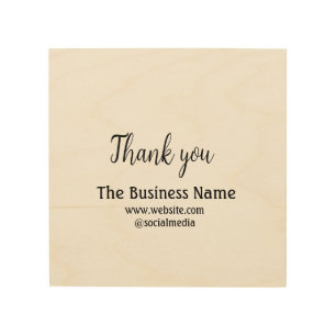 Simple thank you add business name details text t wood wall art