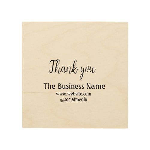 Simple thank you add business name details text  t wood wall art