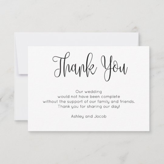 Simple thank you. Black and white wedding note Invitation | Zazzle.com