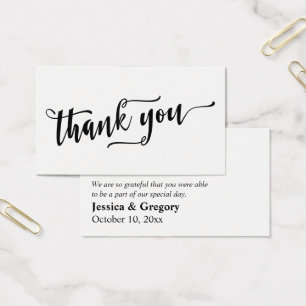 Simple Thank You Black Script on White Favor Tag