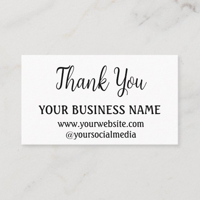 Simple Thank you business name details text  Discount Card (Front)