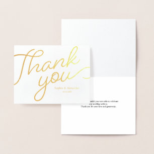 Simple Thank you Calligraphy Script Wedding Gold Foil Card