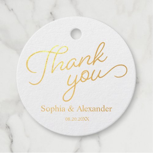 Simple Thank you Calligraphy Script Wedding Gold Foil Favor Tags