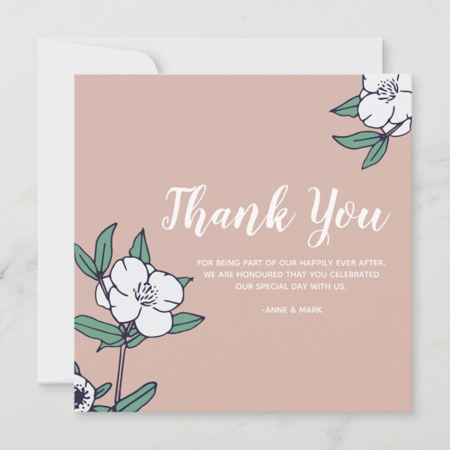 Simple Thank You Card With Illustrated Flowers (Front)