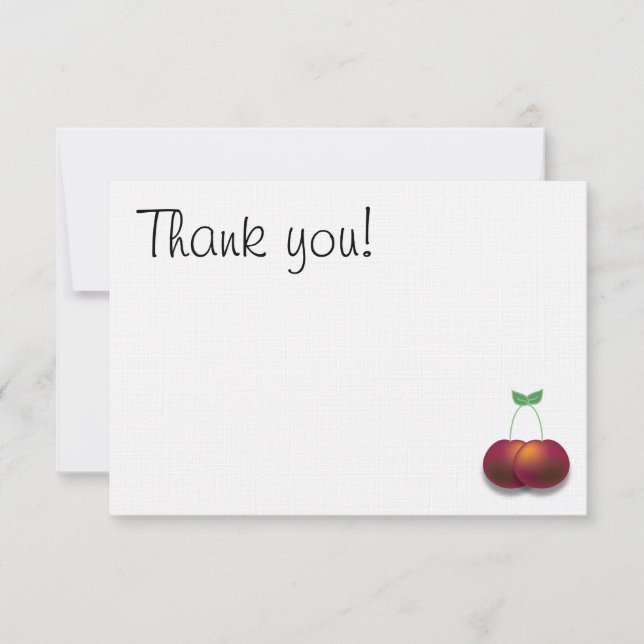 Simple Thank You Cherry Note Card (Front)