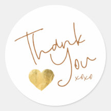 Simple Thank You Copper + Gold Heart Hand Written