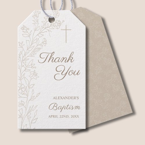 Simple Thank You Cross Floral Christian Baptism