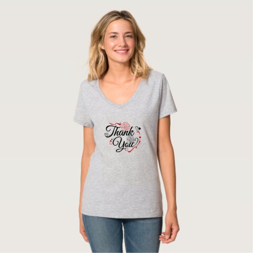 Simple Thank You Decoration Heart T_shirt