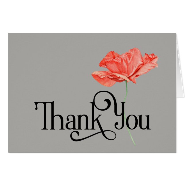 Simple Thank You Design with Beautiful Red Poppy (Front Horizontal)