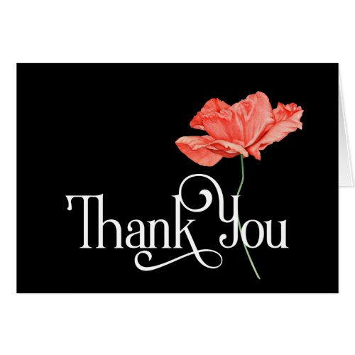 Simple Thank You Design with Beautiful Red Poppy