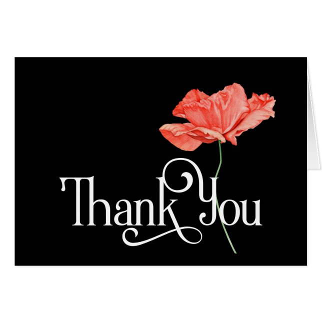 Simple Thank You Design with Beautiful Red Poppy (Front Horizontal)