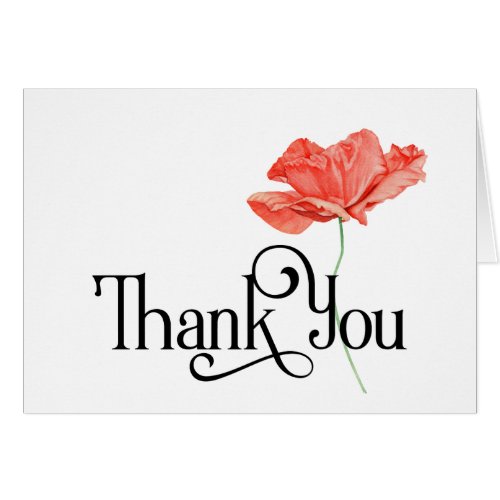 Simple Thank You Design with Beautiful Red Poppy