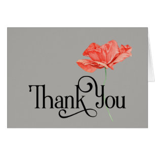 Simple Thank You Design with Beautiful Red Poppy Cards