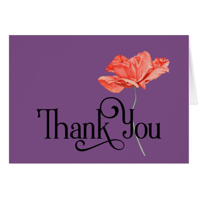 Simple Thank You Design with Beautiful Red Poppy Cards (Front Horizontal)