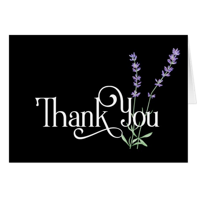 Simple Thank You Design with Lavendar Flowers Cards (Front Horizontal)