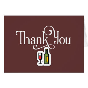 Simple Thank You Design with Wine Glass and Bottle Cards