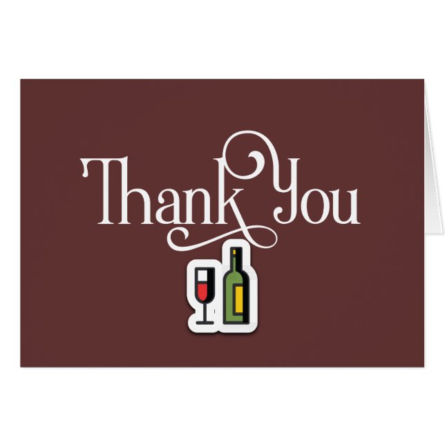 Simple Thank You Design with Wine Glass and Bottle Cards (Front Horizontal)