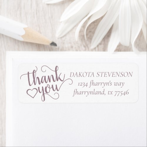 Simple Thank You  Dusty Mauve Pink Return Address Label