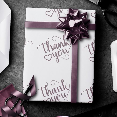 Simple Thank You  Dusty Mauve Rose Pink Script Wrapping Paper