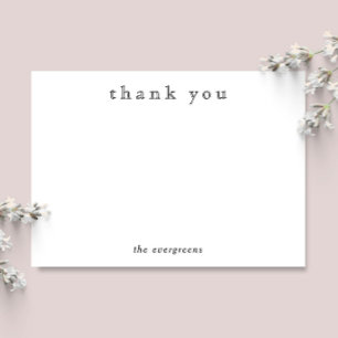 Simple Thank You Family Name Stationery Note Card