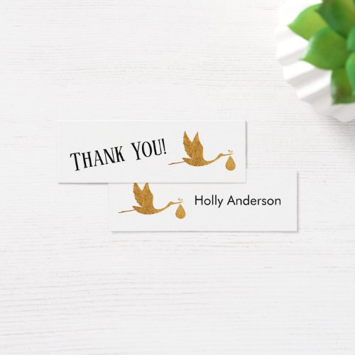 Simple Thank You Faux Gold Stork Insert Cards