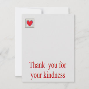 Simple Thank You For Your Kindness Red Heart Card