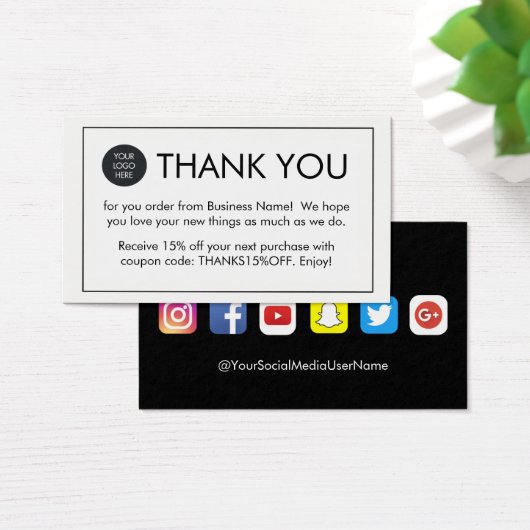 Simple Thank You For Your Order Business Cards (Desk)