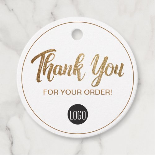 Simple Thank you for your Order gold script logo Favor Tags