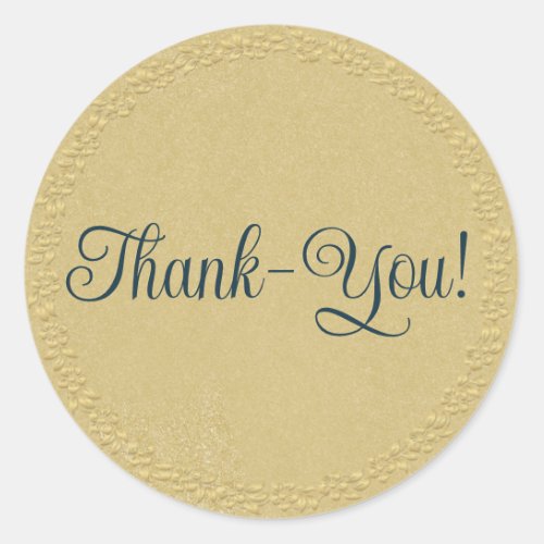 Simple Thank_You Gold Classic Round Sticker