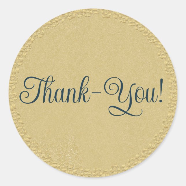 Simple Thank-You! Gold Classic Round Sticker (Front)