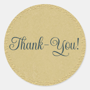 Simple Thank-You! Gold Classic Round Sticker