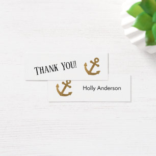 Simple Thank You Gold Glitter Anchor Insert Card