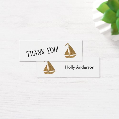 Simple Thank You Gold Glitter Sailboat Insert Card