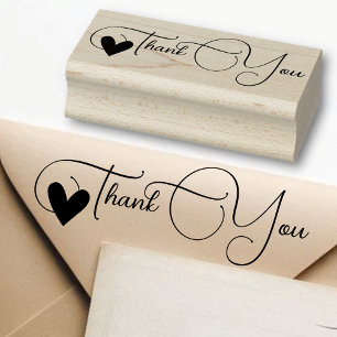 Simple Thank You Heart Calligraphy Simple Stylish Rubber Stamp