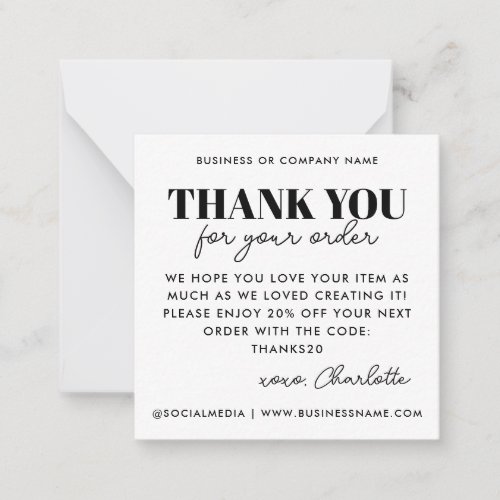 Simple Thank You Heart Care Instruction Business Note Card