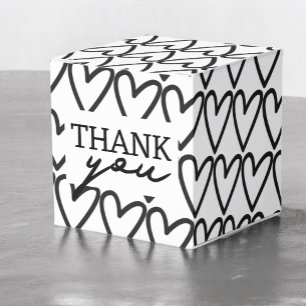 Simple Thank You Heart Pattern Wedding Favor Boxes