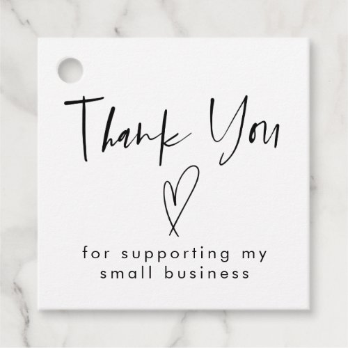Simple Thank You Heart Small Business Favor Tags