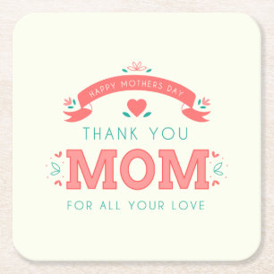 Simple Thank You Mom Mother's Day   Coaster