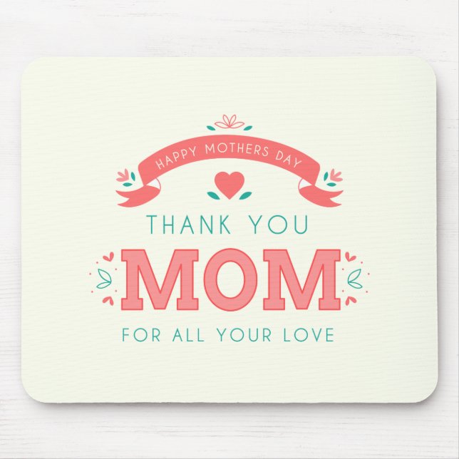 Simple Thank You Mom Mother's Day | Mouse Pad (Front)