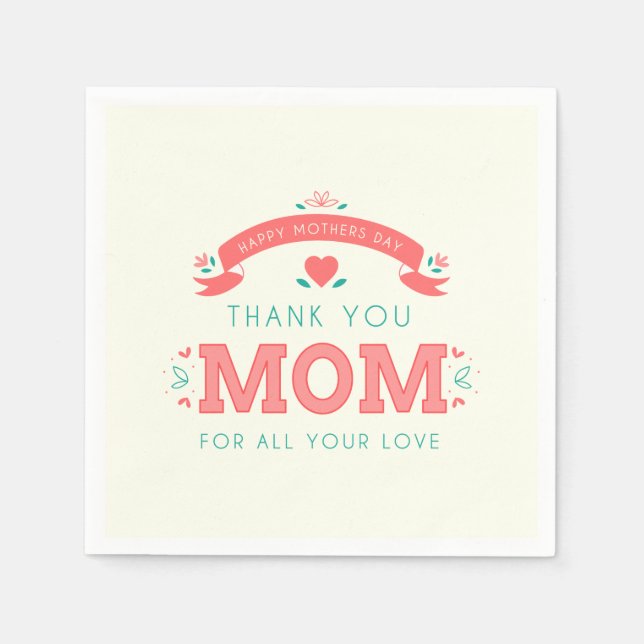 Simple Thank You Mom Mother's Day | Napkin (Front)