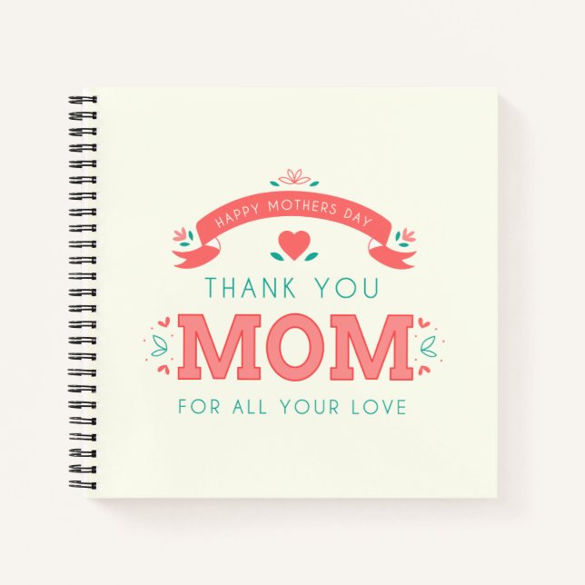 Simple Thank You Mom Mother's Day | Notebook (Front)